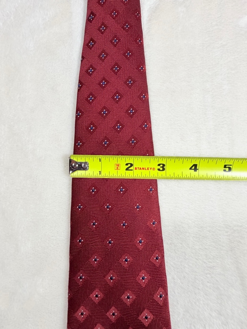 Christian Dior Embroidered Burgundy Patterned Polyester Tie - Picture 5 of 9